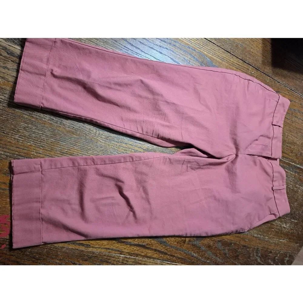 8P Ann Taylor Factory Petite Dusty Rose Capris Cuffed Hem Pockets Belt Loops